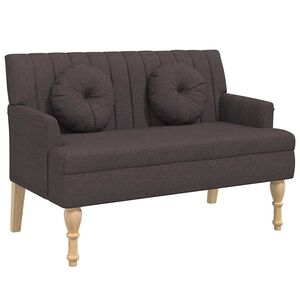 vidaXL Banco con cojines tela marr&oacute;n oscuro 113x64,5x75,5 cm