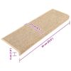 vidaXL Alfombrillas para escaleras 15 unidades 65x21x4 cm Beige claro Borde rectangular