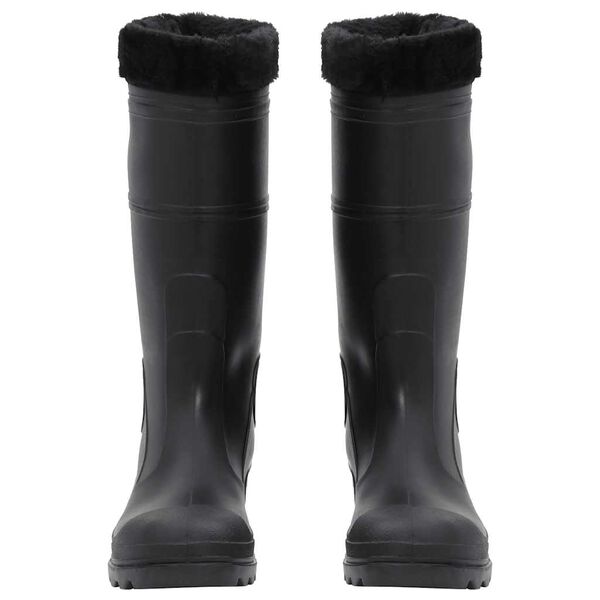 vidaXL Botas de agua con calcetines extra&iacute;bles negro n&uacute;mero 42 PVC