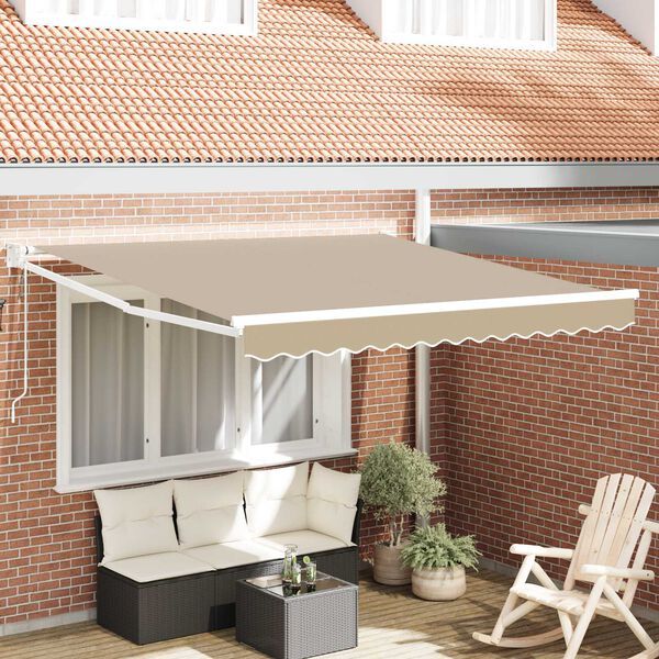vidaXL Toldo Retráctil Beige 350 x 250 cm tela