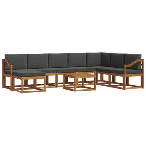 vidaXL Conjunto de sof&aacute;s de exterior 9 uds. Natural y Antracita