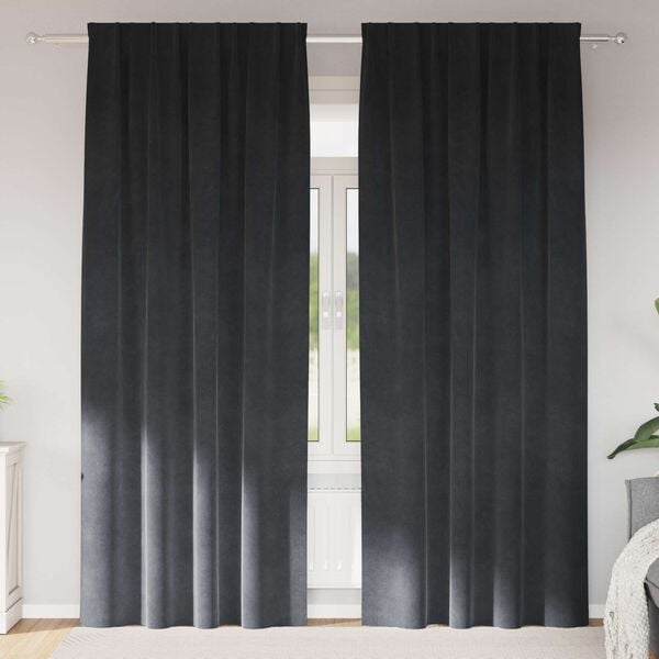 vidaXL Cortinas opacas 2 pcs Gris Claro 140 x 225 cm Terciopelo