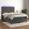 vidaXL Cama box spring colch&oacute;n y LED terciopelo gris oscuro 140x200 cm