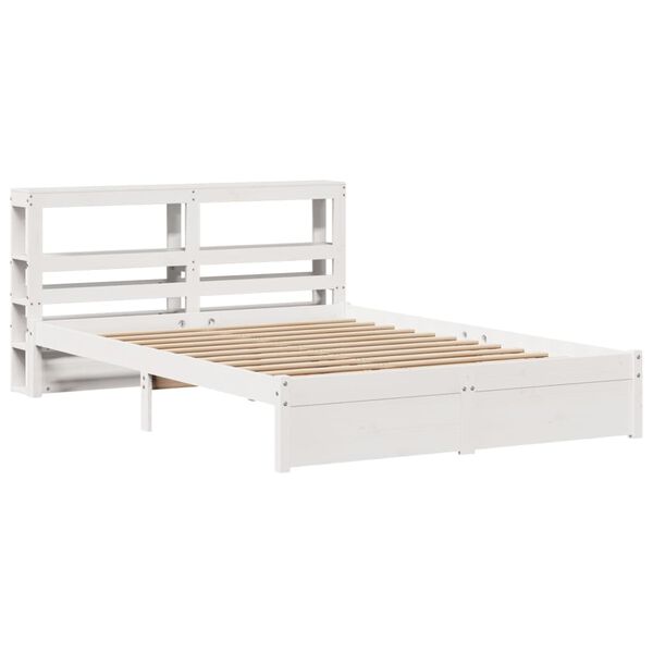 vidaXL Estructura de cama con cabecero sin colch&oacute;n blanco 120x200 cm
