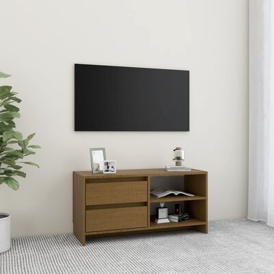 vidaXL Mueble para TV de madera maciza pino marrón miel 80x31x39 cm