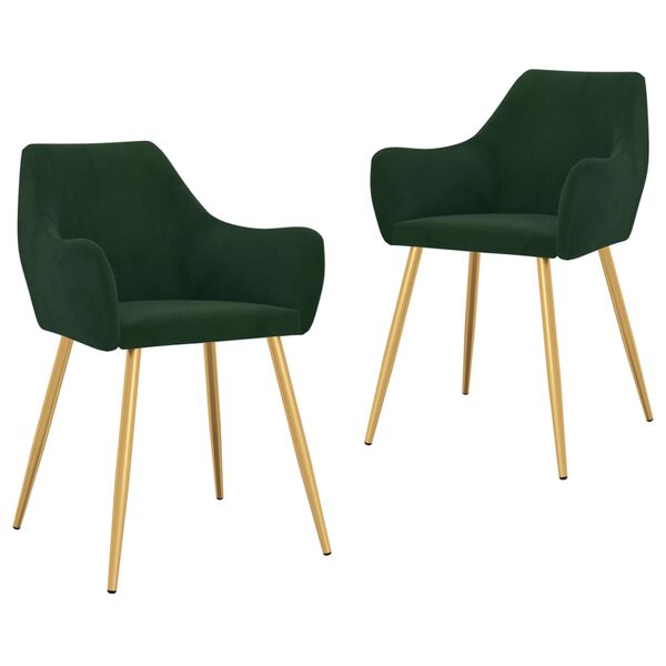 vidaXL Sillas de comedor 2 unidades terciopelo verde oscuro