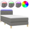 vidaXL Cama box spring con colch&oacute;n y LED tela gris oscuro 100x200 cm