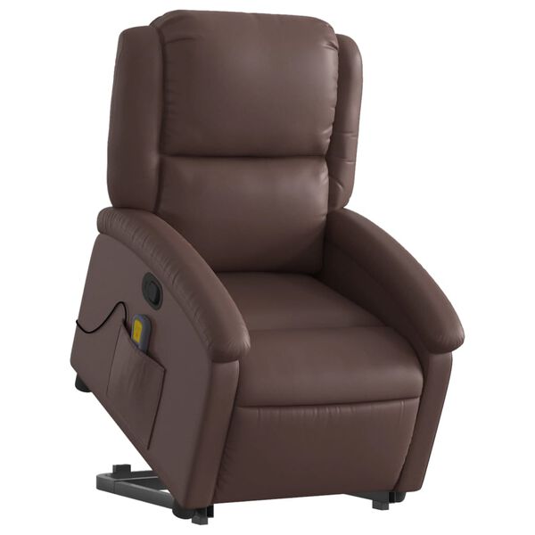 vidaXL Sill&oacute;n reclinable de masaje de pie de cuero sint&eacute;tico marr&oacute;n