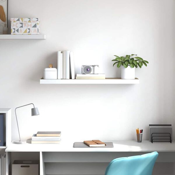 vidaXL Estante flotante de pared MDF roble y blanco 80x23,5x3,8 cm