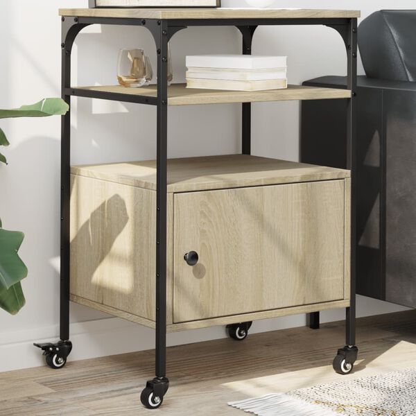 vidaXL Soporte de impresora 3 niveles roble Sonoma 50x40x76 cm