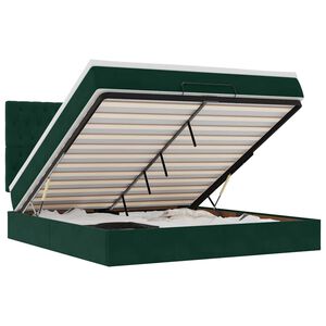 vidaXL Estructura de cama otomana colchones terciopelo verde oscuro