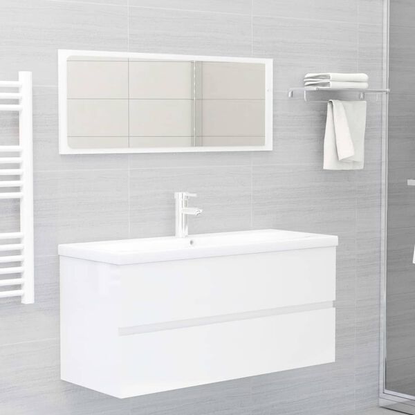 vidaXL Mueble de lavabo madera ingenier&iacute;a blanco brillo 100x38,5x45 cm