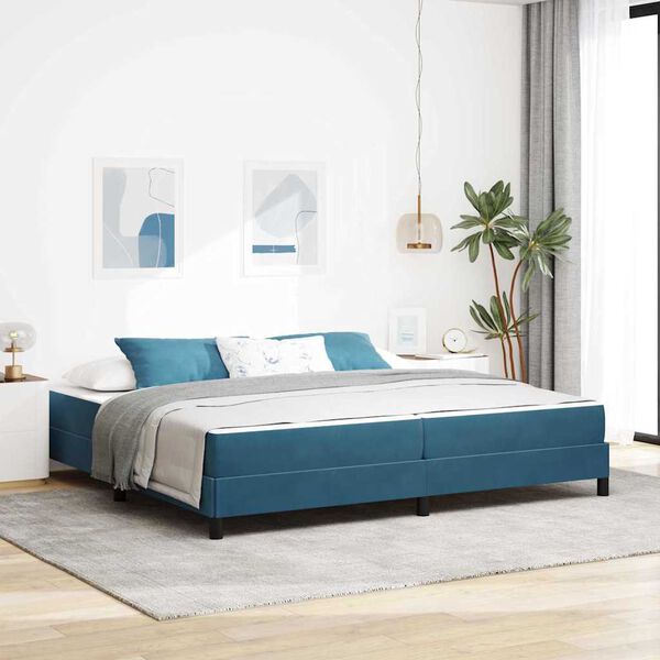 vidaXL Cama tipo Box Spring con colch&oacute;n Azul Oscuro 200 x 220 cm tela