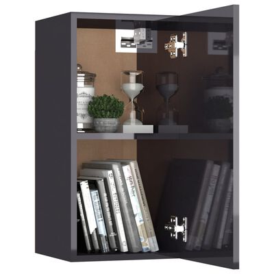 vidaXL Mueble de TV madera contrachapada gris brillante 30,5x30x60cm