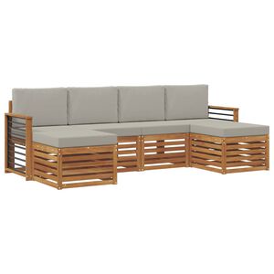 vidaXL Juegos de sof&aacute;s con coj&iacute;n 6 pcs Gris Natural y Claro