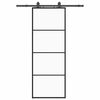 vidaXL Puerta corredera con juego herrajes negro 76x205 cm ESG vidrio