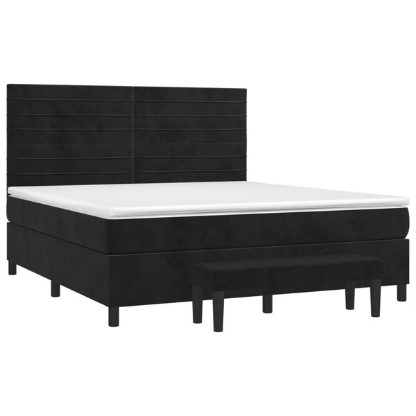 vidaXL Cama box spring con colch&oacute;n terciopelo negro 160x200 cm