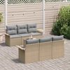 vidaXL Conjunto de sofá de jardín 7 pcs Beige ratán sintético