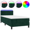 vidaXL Cama box spring colch&oacute;n y LED terciopelo verde oscuro 90x190 cm