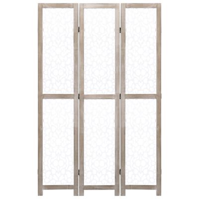 vidaXL Biombo de 3 paneles madera maciza blanco 105x165 cm