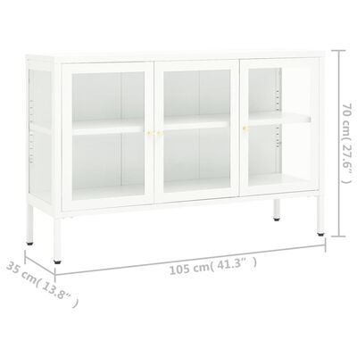 vidaXL Aparador de acero y vidrio blanco 105x35x70 cm