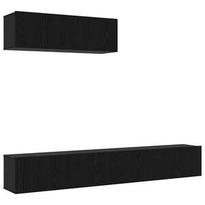 vidaXL Conjunto de mueble de TV 3 pcs Roble Negro Madera de ingenier&iacute;a