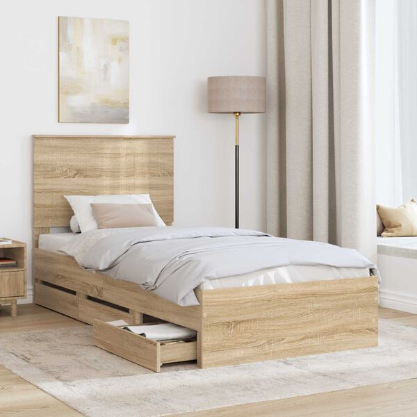 vidaXL Estructura de cama Roble Sonoma 90 x 190 cm Madera Ingenieril
