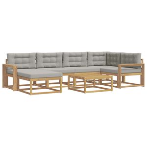 vidaXL Conjunto de sof&aacute;s de exterior 7 uds. Blanco y Gris Claro