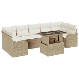 vidaXL Conjunto de sofá de jardín 8 pcs Beige ratán sintético