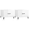 vidaXL Mesa de centro patas de metal 2 uds blanco brillo 50x50x40 cm