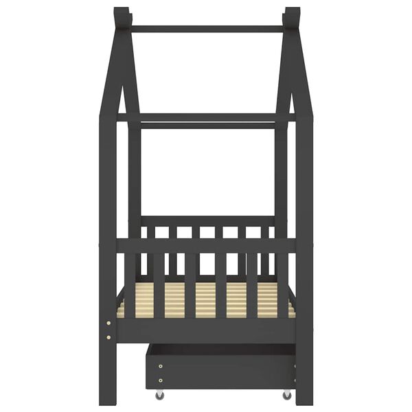 vidaXL Estructura de cama infantil y caj&oacute;n madera pino gris 80x160cm