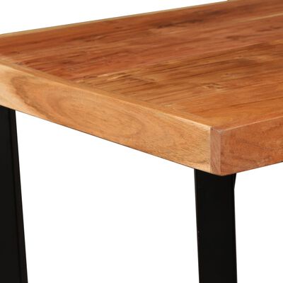 vidaXL Set muebles de bar 3 pzas madera maciza acacia cuero genuino