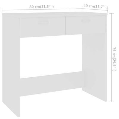 vidaXL Escritorio de madera contrachapada blanco 80x40x75 cm
