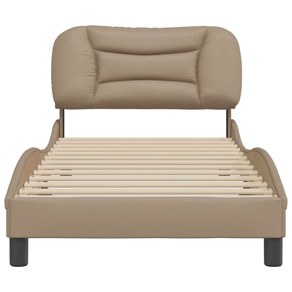 vidaXL Estructura de cama sin colch&oacute;n Hvar cuero sint&eacute;tico capuchino 90x190 cm