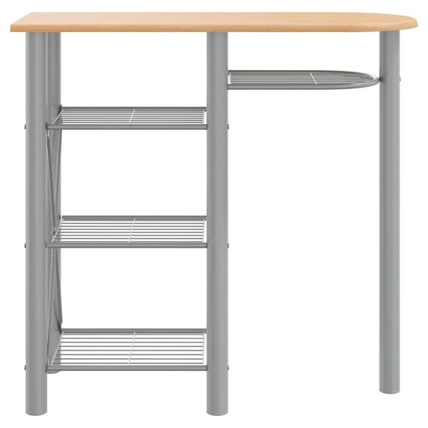 vidaXL Mesa y taburetes altos 3 pzas hierro y madera gris y marr&oacute;n
