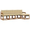 vidaXL Conjunto de sof&aacute;s de exterior con coj&iacute;n 5 pcs Natural y Beige