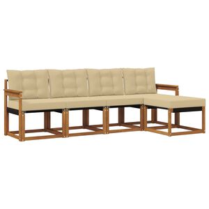 vidaXL Conjunto de sof&aacute;s de exterior con coj&iacute;n 5 pcs Natural y Beige