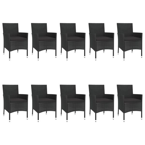 vidaXL Set de comedor jard&iacute;n 11 pzas con cojines rat&aacute;n sint&eacute;tico negro