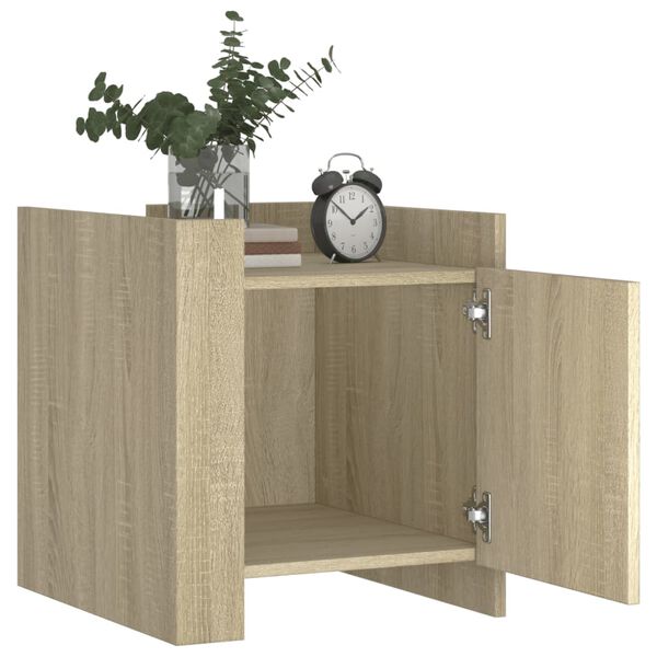 vidaXL Mesita de noche madera de ingenier&iacute;a roble Sonoma 45x50x50 cm