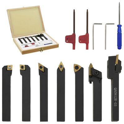vidaXL Set de herramientas de torneado indexable 12 piezas 8x8mm 70mm