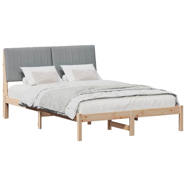 vidaXL Estructura de cama con cabecera Gris Claro 140 x 200 cm