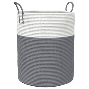 vidaXL Cesta de almacenaje algod&oacute;n gris y blanco &Oslash;38x46 cm