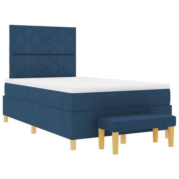 vidaXL Cama tipo Box Spring con colch&oacute;n Azul 120 x 190 cm tela
