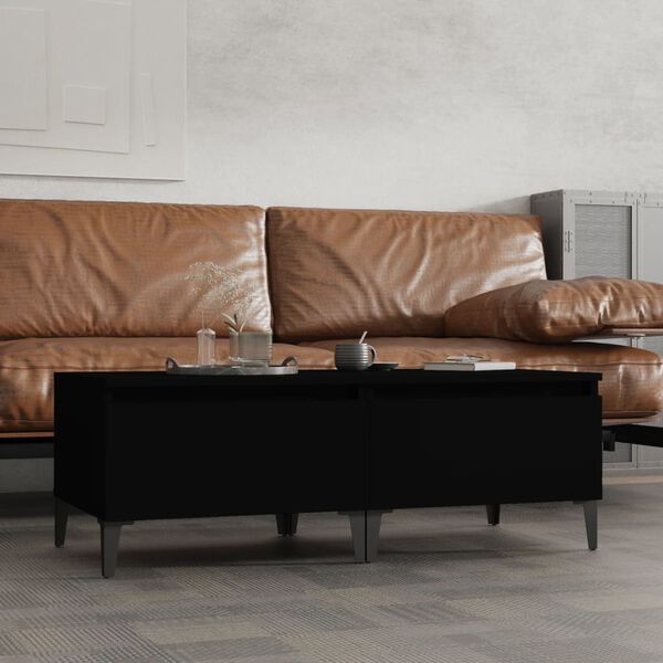 vidaXL Mesas auxiliares 2 uds madera contrachapada negro 50x46x35 cm