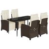 vidaXL Set comedor de jard&iacute;n 5 piezas y cojines rat&aacute;n sint&eacute;tico marr&oacute;n