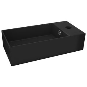 vidaXL Lavabo con rebosadero cer&aacute;mica negro mate