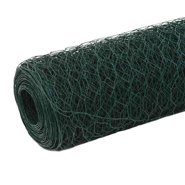 vidaXL Alambrada de gallinero acero revestimiento PVC verde 25x1,5 m
