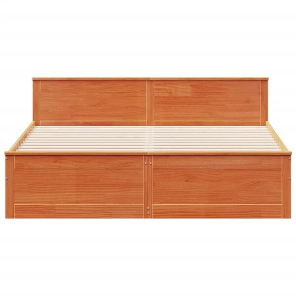 vidaXL Cama sin colch&oacute;n con cabecero madera de pino marr&oacute;n 200x200 cm