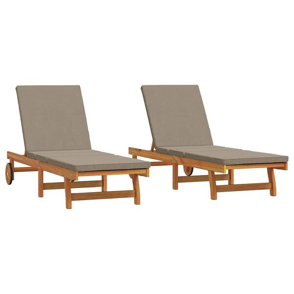 vidaXL Tumbona 2 pcs Marrón 63 x 199 x 85cm Madera maciza de Acacia