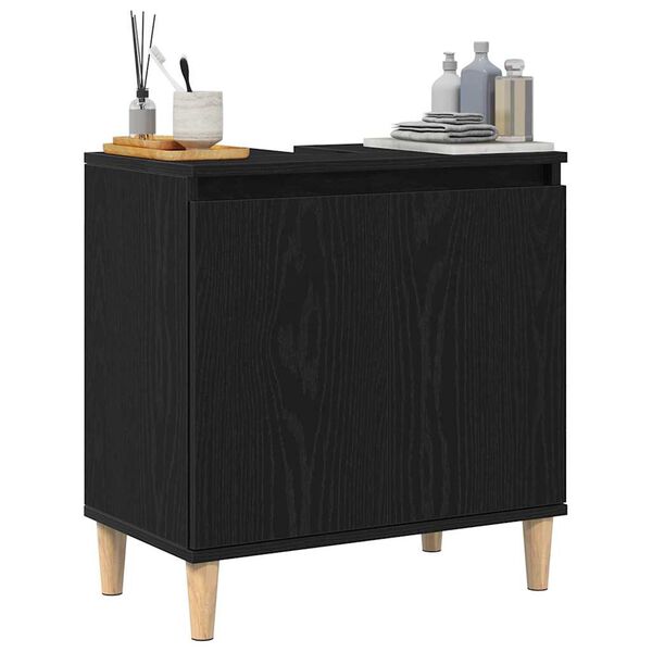 vidaXL Gabinete de Lavabo para Ba&ntilde;o Roble Negro 58 x 33 x 60 cm